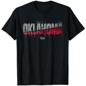 Distressed Oklahoma USA T-Shirt Medium