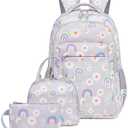 LEDAOU Backpack for Girls School Bag Kids Bookbag Teen Backpack Set Daypack with Lunch Bag and Pencil Case