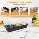 Condiment Garnish Tray Caddy For Bartenders,Bar Garnish Fruit Caddy With Lid,Plastic Condiment Container For Bartending,Outside Parties (5 Compartment)