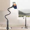 Lamicall Gooseneck Phone Holder for Bed - Cell Phone Mount Clamp Clip, Flexible Long Arm, Overhead Mount for Desk Headboard Bedside, Gifts for iPhone Air 17 Pro Max, 16 15 14 Pro Max and 4-7" Phone