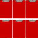 Trade Quest Plastic Clipboard Opaque Color Letter Size Low Profile Clip (Pack of 6) (Red)