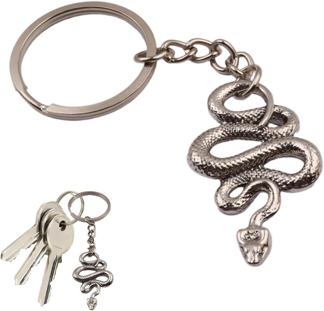 Snake Keychain Punk Bag Charm Gothic Grunge Keychains for Purse Punk Snake Chain Charms Metal Clip Key Accessory for Women