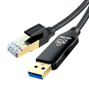 USB to Ethernet Cable 50Ft, USB 3.0 Male to RJ45 Serial Adapter Directly Connected, Compatible with Laptop, PC, MacBook, Switch, Windows, macOS, Linux(50Ft/15M)