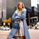 Womens Crossbody Purses,Vegan Leather Medium Cross Body Purses Bag for women,Crossbody Messenger Bag Built in Wallet (Black Blue)