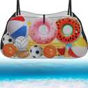Pool Float Storage Net, Hanging Pool Float Storage Organizer Mesh Bag Adjustable and Foldable Pool Flosts Holder Pouch for Inflatable Balls Toys, Rafts, Swimming Ring, Noodles and Other Pool Supplies (Black-1)