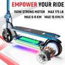 Classic Foldable Electric Scooter for Kids, Bright Front Lights, Shining Pedal Lights, LED Display, Dual Brakes 150W Motor Kids Electric Scooter, UL2272 Certified