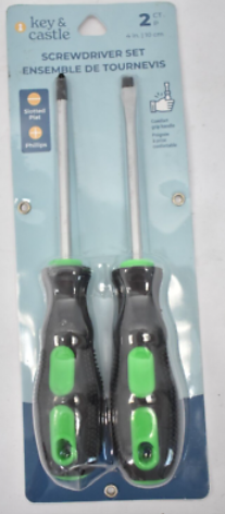 Key & Castle Screwdriver Set Slotted/Phillips 2 Piece Kit Comfort Handle Tools