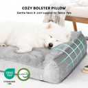 Dog Bed with Shredded Foam Filling, 35" * 25" Calming Pet Sofa with Removable Washable Cover, Soft Faux Fur Bolster Couch for Dogs, Anti-Slip Bottom (Gray, Small)