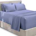 Hearth & Harbor Extra Deep Pocket Queen Sheets Sets - Fits Mattress 18-24 Inches Deep - Extra Deep Pocket Sheets - 6 Piece Queen Size - Steel Blue