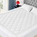 Full Mattress Pad Cotton Mattress Pad Cover Quilted Mattress Cover 18-22" Deep Pocket Mattress Protector Full Size White Down Alternative Filling Noiseless & Breathable