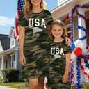 TIEEI 4th of July Dress Mother Daughter Matching Dresses 4th of July Short Sleeve Outfits