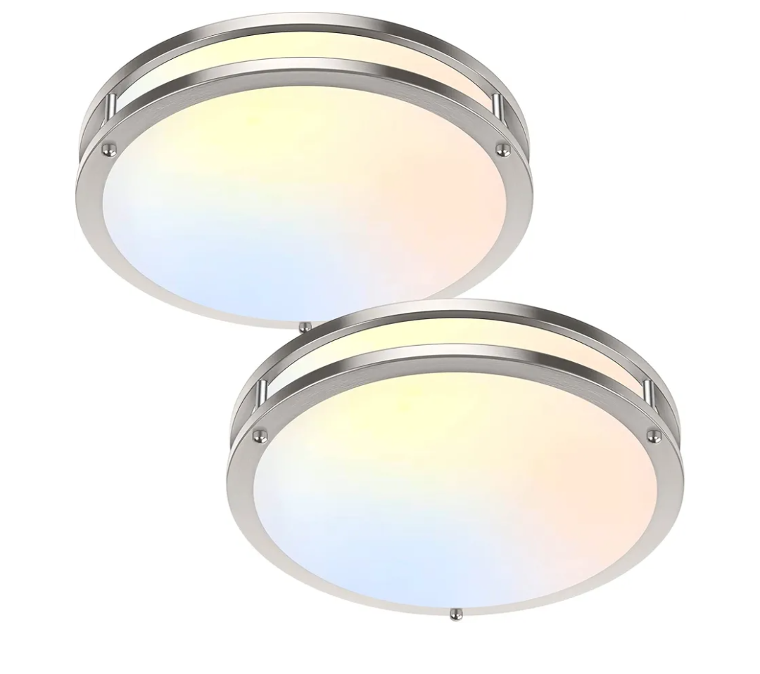 36W LED Ceiling Lights 3600lm Super Bright, Dimmable Flush Mount Light Fixtures 6500K/5000K/4000K/3000K/2700K Adjusted Modern Ceiling Lights 2PACK, 13 Inch Ceiling Lamps for Bedroom Kitchen, Nickle