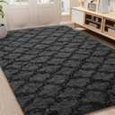 LOCHAS Luxury Shag Area Rug  98" x 60" Feet Geometric Plush Fluffy Rugs, Extra Soft Carpet Moroccan Rugs for Bedroom Living Room Dorm Kids, High Pile Shaggy Floor Rug Decor, Dark Grey/Black Lochas Carpet