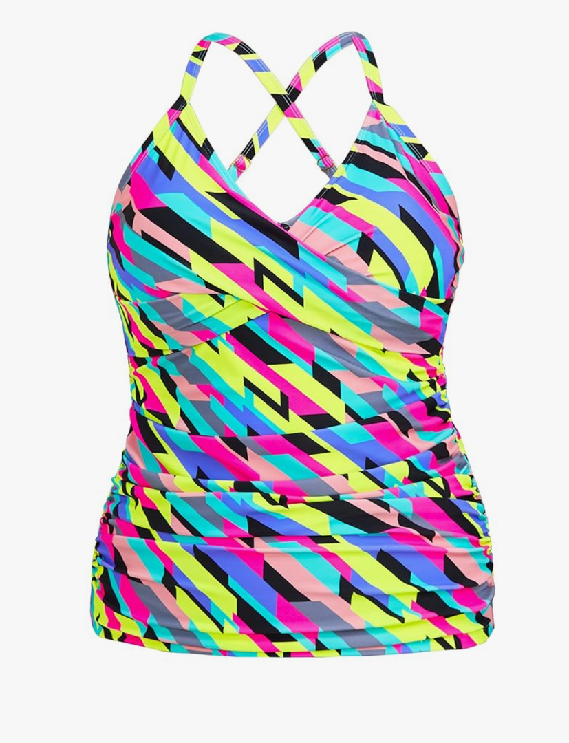 Ocean Blues Women's Vneck Tankini Top Only Ruched Tummy Control Bathing Siut Top No Bottom M