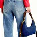 Denim Shoulder Bags for Women,Crescent Denim Crossbody Bags,Top Handle Jean Purse