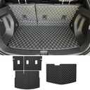 Cargo Liner & Backrest Mat Fit for 2017-2025 Chevy Bolt EV & EUV (Upper+Lower Cargo Mat) - All Weather Pu Leather Rear Full Coverage Trunk Mat Waterproof Car Mat Accessories