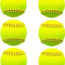 Rarapop Sports Fastpitch Softballs, Official Size and Weight Practice Softball, Unmarked & Leather Covered Training Ball for Games, Practice and Training(Yellow, 12 Inch)