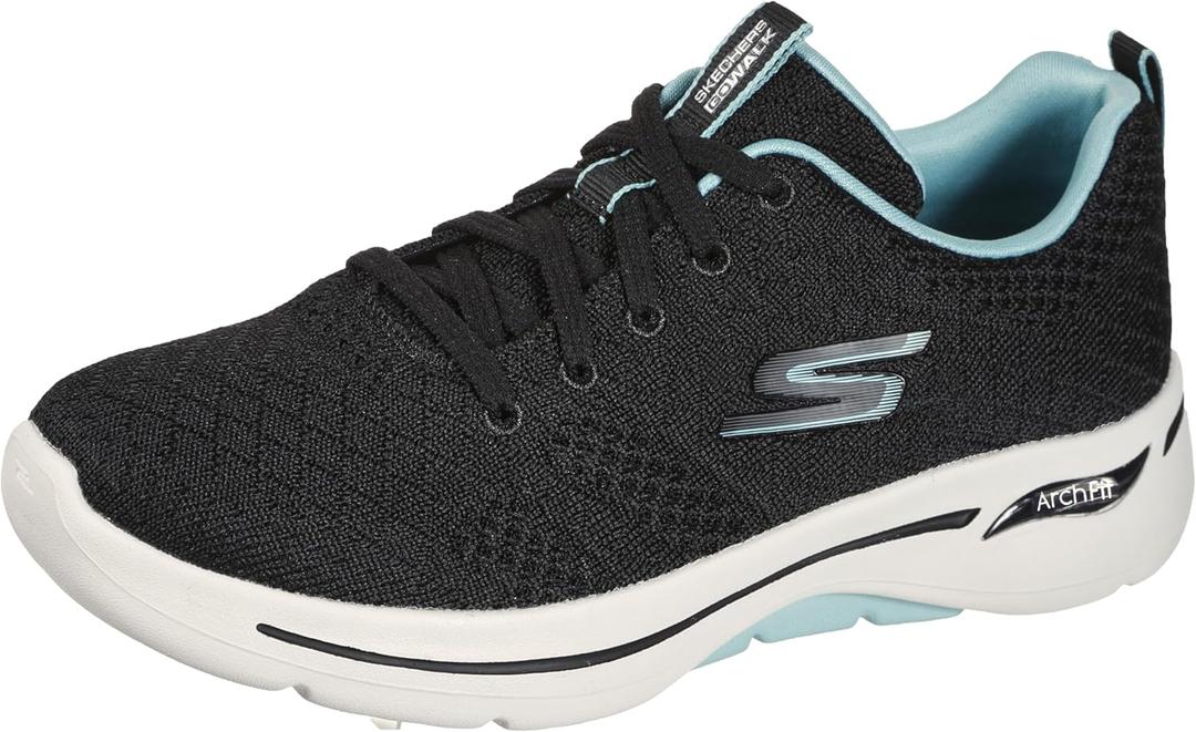 Skechers Women's Go Walk Arch Fit Unify Sneaker (7, Black/Aqua)