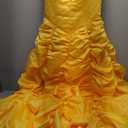 Rhomba Women's Princess Cosplay Costume Belle Dress Yellow Ball Gowns Palace Prom for Halloween Party, L