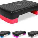 18'' Adjustable Aerobic Step Platform, Adjustable Fitness 4-6in Exercise Stepper Workout with 2 Risers, Aerobics Stepper Workout Stepper for Home Gym Cardio Strength & Training