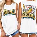 Baseball Mom Shirts for Women:Baseball Graphic Tank Tops Game Day Vest Top (XL)