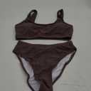 Pink Queen Women's Crop Top High Waisted Cheeky Bikini Set Two Piece Swimsuits (Medium, 02 - Dark Brown)