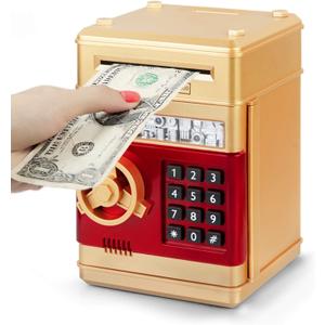 Refasy Piggy Bank Cash Coin Can ATM Bank Electronic Coin Money Bank for Kids Age 3-12, Money Savings Box Mini ATM Coin Bank Toys Gifts for 3 4 5 6 7 8 9 10 11 12 Year Old Boys Girls