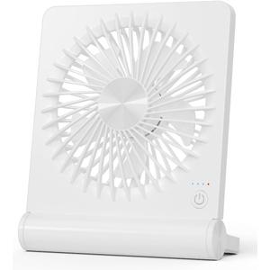 Small Desk Fan,Rechargeable USB Fan Battery Operated,Ultra Quiet, Strong Wind, 3 Speeds Travel Fans (White)