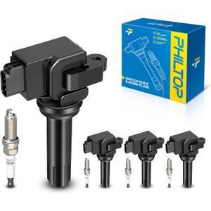 PHILTOP Ignition Coil Pack and Iridium Spark Plugs Fits for Subaru 2011-2012 Forester 2.5L, Subaru 2012 Impreza 2.0L, 4PCS UF664