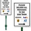 SmartSign Please Deliver All Packages to The Side Door Right Arrow Yard Sign, 10 x 7 inch, 40 mil Laminated Rustproof Aluminum, 21.5 inch Tall Sign & Stake Kit, Multicolor