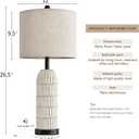 OYEARS 26.5" Bedside Table Lamps Set of 2, Farmhouse Table Lamp with USB A+C Charging Ports,Vintage Nightstand Lamp for Bedrooms and Living Rooms, Retro Resin End Table Lamp with Linen Shade,Black