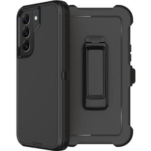 for Samsung Galaxy S22 Plus Case with Belt Clip Holster, 2X Screen Protector, [Military Grade Protection] Heavy Duty Full Body Shockproof Rugged Protective Cover for Samsung S22 Plus 5G Black
