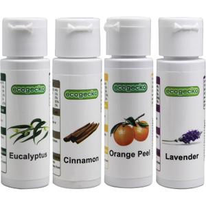 Ecogecko Fragrant Aroma Oil for Water Based Air Revitalizer Air Freshener, 4 Scent Pack (Cinnamon, Eucalyptus, Lavender and Orange Peel) 4x30ML