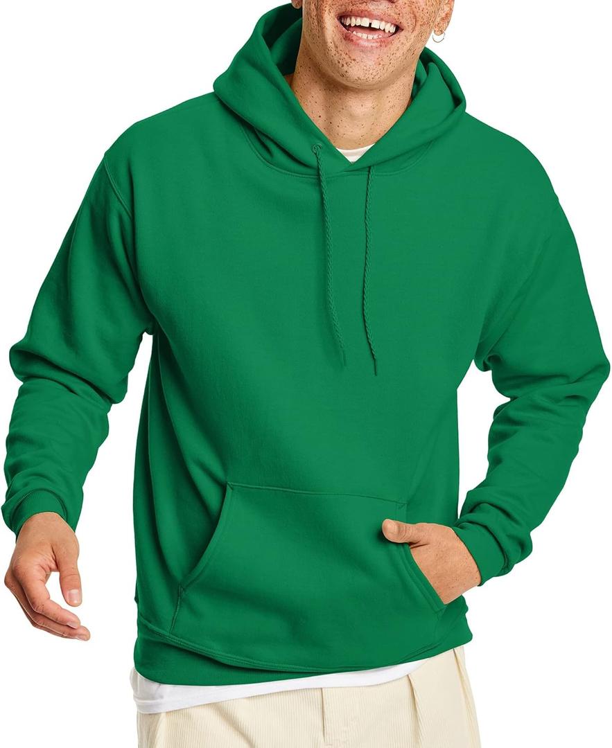 Hanes EcoSmart Hoodie, Midweight Fleece, Pullover Hooded Sweatshirt for Men (Large, Kelly Green)