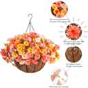 Artificial Fall Flowers Fake Hanging Plants Flowers Basket for Outdoors Autumn Decoration, Silk Morning Glory with Eucalyptus Look Real UV Resistant Faux Flowers for Outside Porch Patio Balcony, Mix (Multi-color (4 Orange, 4 Yellow, 4 Light Orange))