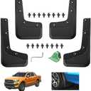MTGSTOCL 2024-2025 Ford Ranger Mud Flaps - 4-Piece Front & Rear Splash Guards for XL/XLT/Lariat, No Drill Required, Black (Not for Raptor)
