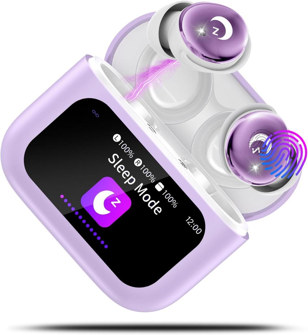Sleep Earbuds,Mini Purple in Ear Earphones, Smart Touch Screen Ear Buds Sleep Headphones