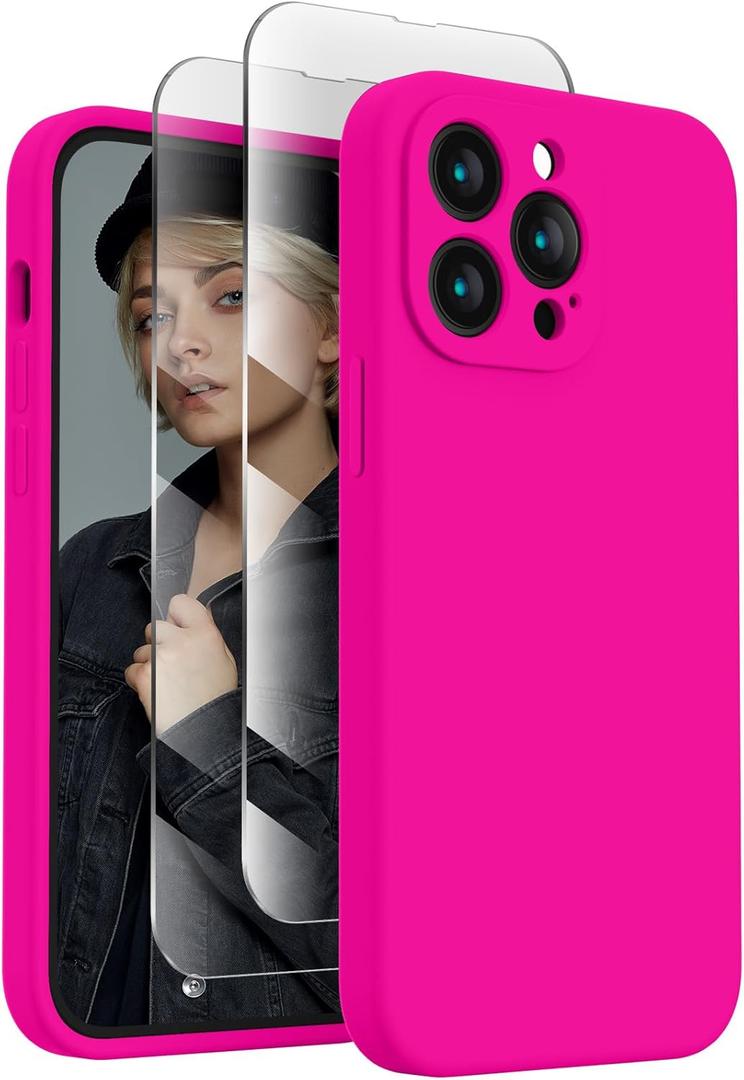 FireNova Designed for iPhone 14 Pro Max Case, Silicone Upgraded [Camera Protection] Case, Soft Anti-Scratch Microfiber Lining Inside, 6.7 inch, Hot Pink