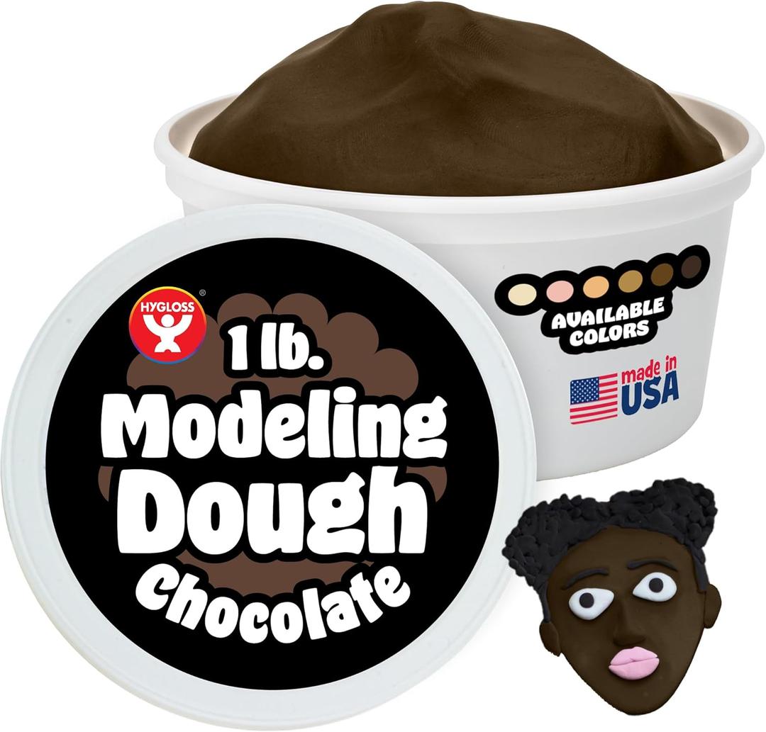 2 Pack Hygloss Play Modeling Dough for Kids – Multicultural Skin Tones – Safe & Non-Toxic Sensory Dough for Arts & Crafts – Play Clay for Toddler Activities, Preschool Classroom Must-Haves (1 lb, Chocolate)