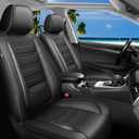 FiveFox Fit Frontier Car Seat Covers for Select Nissan Frontier 2009-2024 2025 Crew Cab - Full Coverage Leather, Waterproof & All Weather Seat Cushion Protector, Full Set, Black