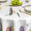 Horaldaily Spring Summer Tablecloth 60x60 Inch Round, Easter Watercolor Wild Flowers Tulip Lavender Blooming Floral Table Cover for Party Picnic Dinner Decor