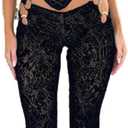 Womens Sexy 2 Piece Outfits Lace Up Band Top Ring Cutout Long Pants Sexy Club Sets (Small, Black)