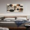 Prepeyssee Large Brown Abstract Wall Art for Living Room Geometry Black Boho Artwork for Bedroom Office Kitchen Modern Canvas Prints 24"x48"