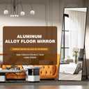 Full Length Mirror with Stand,Full Body Mirror for Living Room and Dressing Room,57"x20" Aluminum Alloy Frame,Hanging or Leaning for Wall,Rectangular, Black