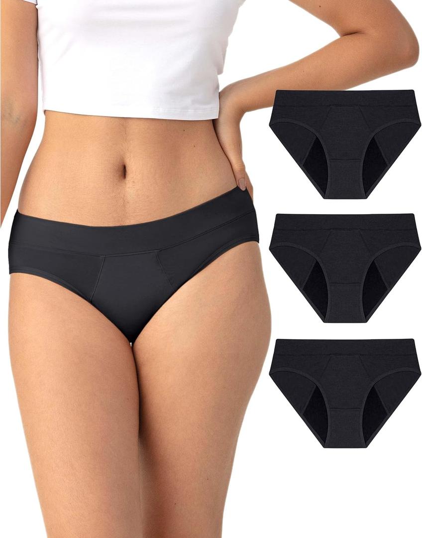 Neione Period Underwear for Women Mid Rise Menstrual Panties Modal Hipster Briefs Soft Stretch, L