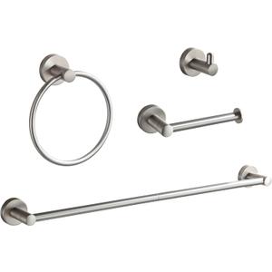 BGL Bathroom Accessory Set Brushed Nickel 4-Pieces Bathroom Towel Rack 24 Inches Adjustable Bathroom Hardware Set