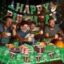 Football Birthday Party Decorations Football Party Supplies Football Plates Napkins Banner Tablecloth Tableware Set for Football Game Day Tailgate Party Decorations, Serve 24