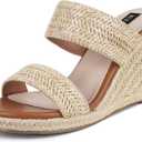 mikarka Slip On Wedge Sandals for Women Open Toe Espadrilles Platform Slides Dressy High Heel Beach Summer Sandal Comfortable Wedges Shoe Mules (8, Natural Raffia)