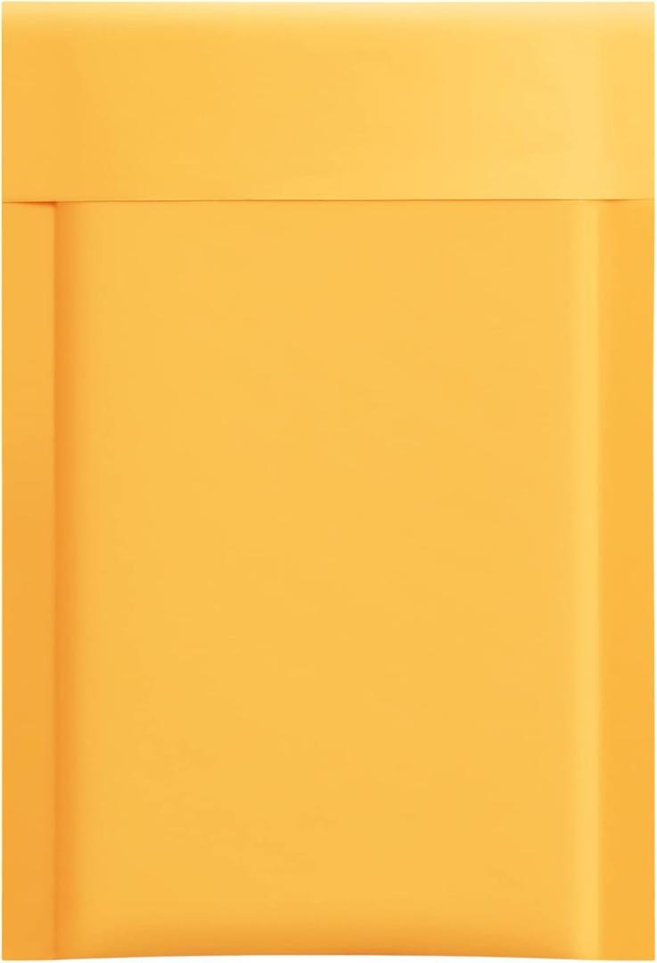 Kraft Bubble Mailers, Self-Seal Padded Envelopes, Yellow, Bulk Pack Shipping Supply 25/50/100 PCS-Standard Postcard (50, 5x6 Inch)
