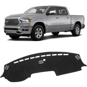 KUST Black Dash Cover for Dodge RAM 1500 2500 3500 2019-2024 2025 2026 Non-Slip Interior for Dodge RAM Accessories Dashboard Cover Custom Fit Dash Mat Sunshade Windshield Glare